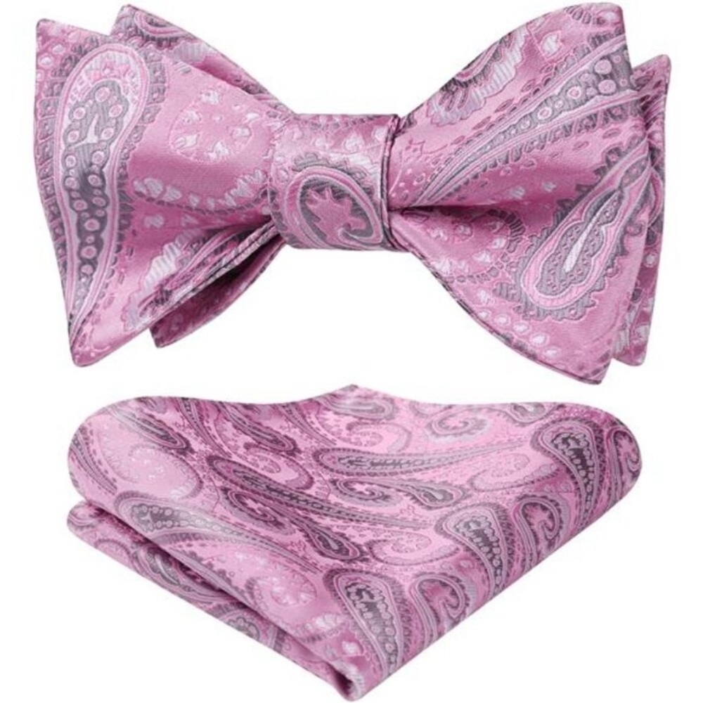 Bow Ties for Men Paisley Bowties Mens Self Tie Bow Tie and Pocket NEW